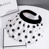 Korean fresh and youthful polka dot, wrinkled, wide-brimmed, hollowed-out hat for women, summer sun protection and face care headband shell hat details Picture